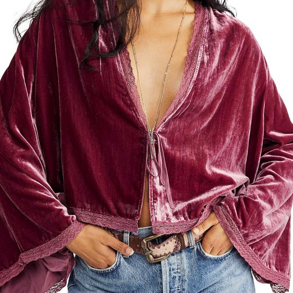 Free people Velvet Bed Jacket Medium